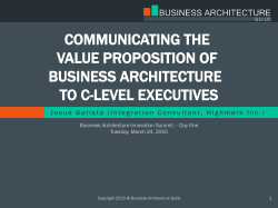 communicating the value proposition of business architecture to c