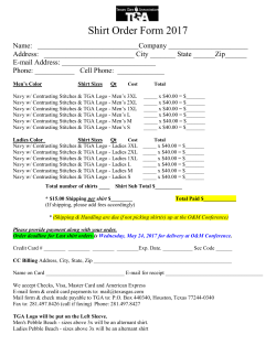 2017 Conference Shirt Order Form