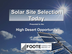 Solar Site Selection Today