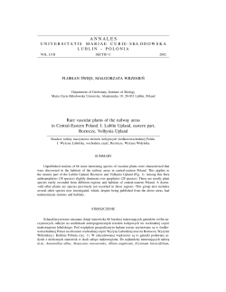 ANNALES Rare vascular plants of the railway areas in Central