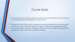Course Goals and Learning Objectives Tips
