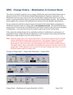 Change Orders &ndash; Mobilization and Contract Bond