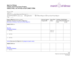 Objectives, Activities and Outcomes Form