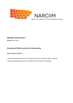 NARCliM Technical Note 2 Choosing the RCMs to perform the