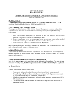 CITY OF ANAHEIM Water Reduction Plan