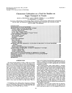Chemostat cultivation as a tool for studies on sugar transport in yeasts