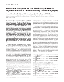 Membrane Supports as the Stationary Phase in High