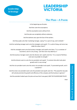 The Plan&mdash;A Poem - Leadership Victoria