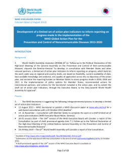 Development of a limited set of action plan indicators to inform
