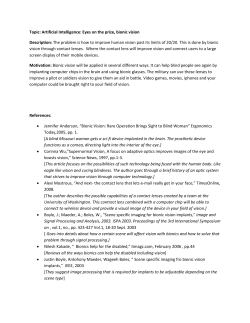 Topic: Artificial Intelligence: Eyes on the prize, bionic vision