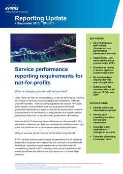 15RU-013 Service performance reporting requirements for