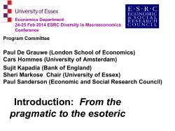 Economics Department 24-25 Feb 2014 ESRC