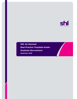 SHL On Demand Best Practice Template Guide: Graduate Recruitment