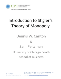 Introduction to Stigler`s Theory of Oligopoly