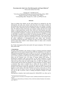 Processing trade, Sunk Costs, Firm Heterogeneity and Export