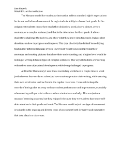 Sam Habeck Wsts8 ESL artifact reflection The Marzano model for