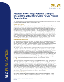 Alberta`s Power Play: Potential Changes Should Bring New