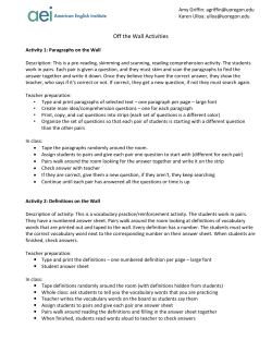 Off the Wall: Student-Centered Activities for Improving
