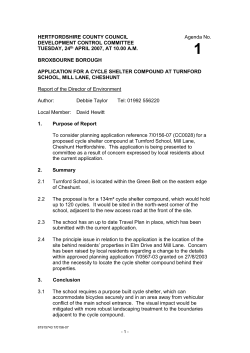 Item 1 - APPLICATION FOR A CYCLE SHELTER COMPOUND AT