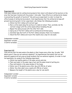 Identifying Experimental Variables Experiment #1 Julie sees