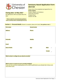 Sanctuary Award Application 2017