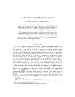 STOCHASTIC ORDERS AND THE FROG MODEL 1. Introduction Let