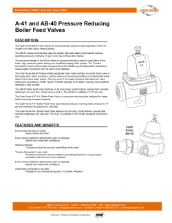 A-41 and AB-40 Pressure Reducing Boiler Feed Valves