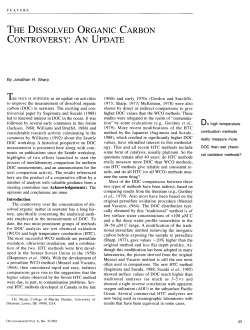 THE DISSOLVED ORGANIC CARBON CONTROVERSY: AN UPDATE