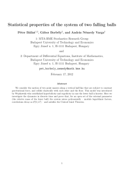 Statistical properties of the system of two falling balls