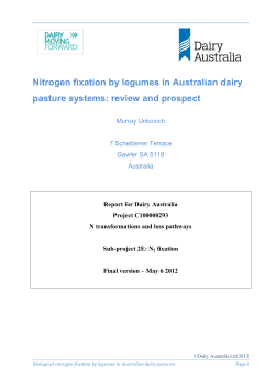 Nitrogen fixation by legumes in Australian dairy pasture