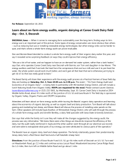 Learn about on-farm energy audits, organic dairying at Canoe Creek