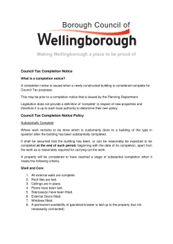 Council Tax Completion Notice Council Tax Completion Notice Policy
