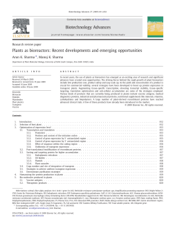 Plants as bioreactors: Recent developments and