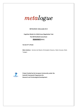 METALOGUE: Deliverable D2.3 Cognitive Model of a Multi