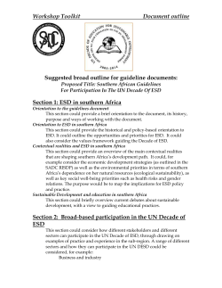 Broad outline for proposed documents - SADC-REEP
