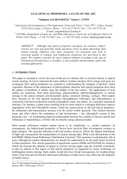 LEAF OPTICAL PROPERTIES: A STATE OF THE ART 1 St&eacute;phane