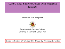CMSC 451: Shortest Paths with Negative Weights