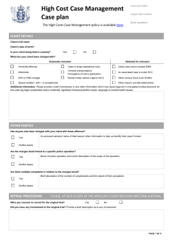 High Cost Case Management a Case plan The High Costs Case