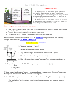 21. Calculate the RATES OF TRANSPIRATION