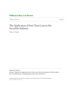 The Application of Anti-Trust Laws to the Securities Industry