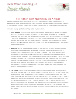 Fast Track Module 12: How To Position Yourself As A Player In Your