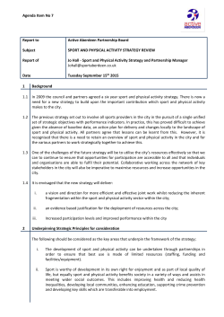 Sport and Physical Activity Strategy Review