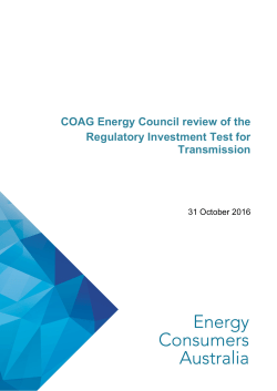 COAG Energy Council review of the Regulatory Investment Test for
