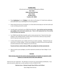 STUDENT MAIL All mail sent to you should be addressed as follows