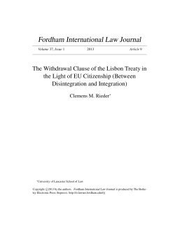 The Withdrawal Clause of the Lisbon Treaty in the Light of EU