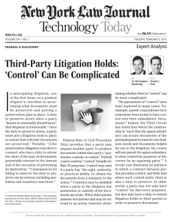 Third-Party Litigation Holds: `Control` Can Be