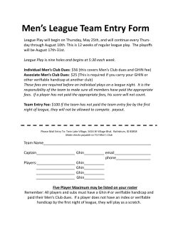 Men`s League Team Entry Form - Twin Lakes Village Golf Club