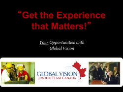 Global Vision Junior Team &ndash; Get the Experience that Matters