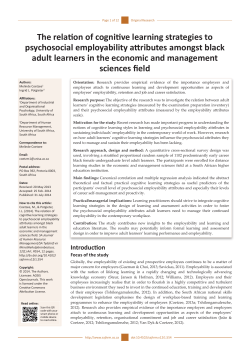 The relation of cognitive learning strategies to psychosocial
