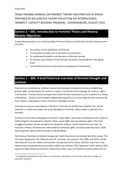 Section 1 – 001: Introduction to Feminist Theory and History: Module